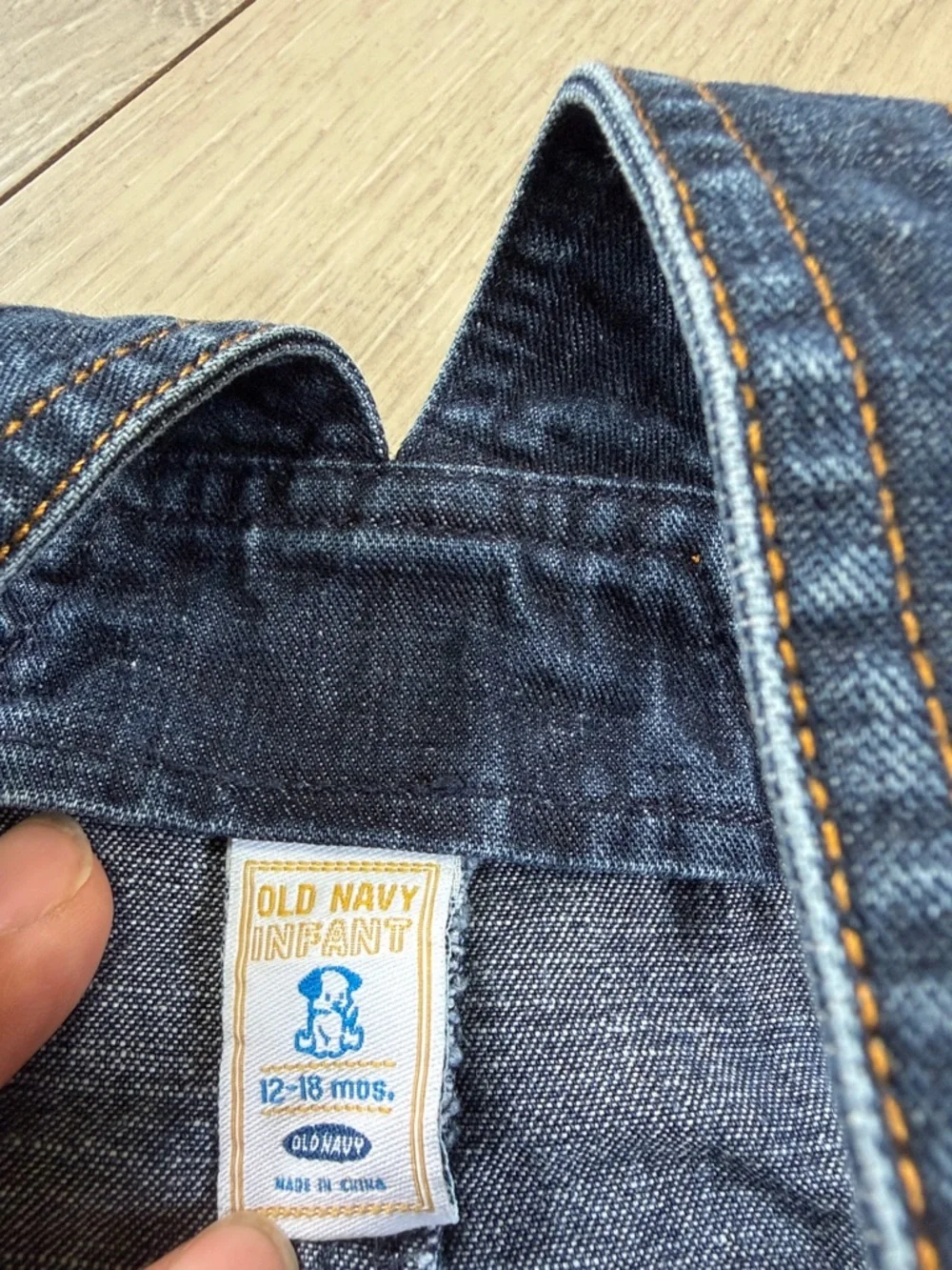 Old Navy Infant Dark Blue Denim Overalls - Picture 2 of 4